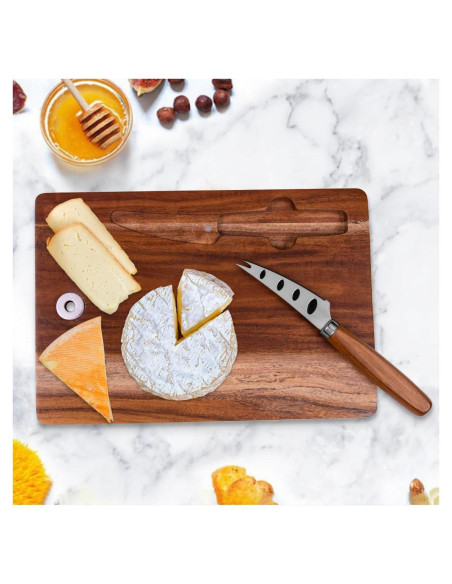 Tabla de Queso de Madera de Acacia con Cuchillo Genérico 24x17 cm