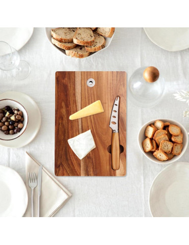Tabla de Queso de Madera de Acacia con Cuchillo Genérico 24x17 cm
