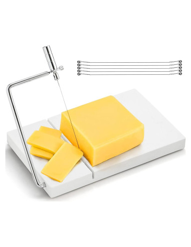 Cortador de Queso ZEAYEA de Mármol con 6 Cuerdas 20x12 cm