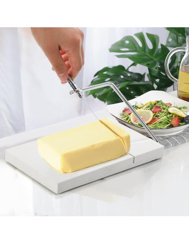 Cortador de Queso ZEAYEA de Mármol con 6 Cuerdas 20x12 cm