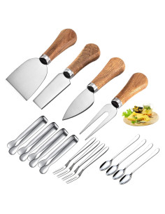 Juego de 4 Cuchillos para Queso Linwnil con Mango de Madera