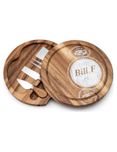 Tabla de Queso de Acacia BF BILL.F 24 cm con 4 Cuchillos
