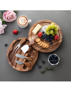Tabla de Queso de Acacia BF BILL.F 24 cm con 4 Cuchillos 2
