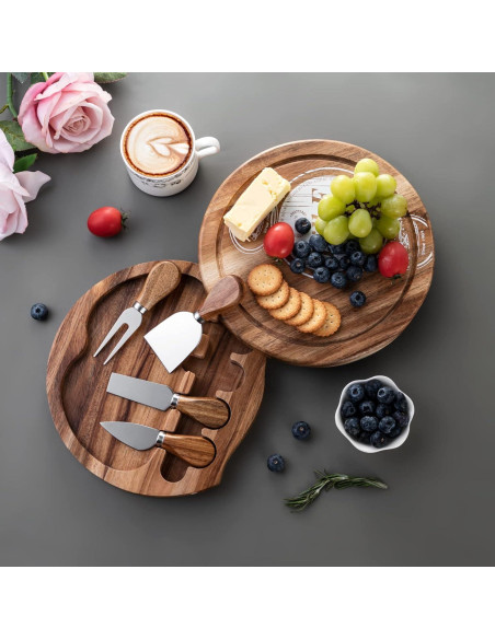 Tabla de Queso de Acacia BF BILL.F 24 cm con 4 Cuchillos