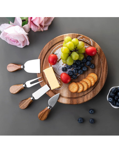 Tabla de Queso de Acacia BF BILL.F 24 cm con 4 Cuchillos