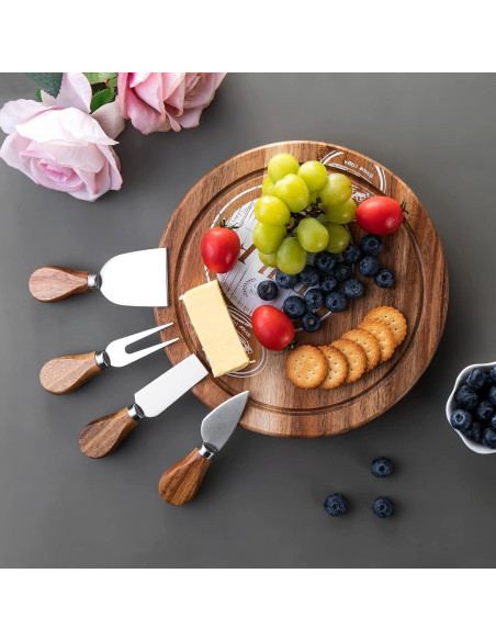 Tabla de Queso de Acacia BF BILL.F 24 cm con 4 Cuchillos