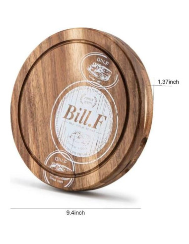 Tabla de Queso de Acacia BF BILL.F 24 cm con 4 Cuchillos