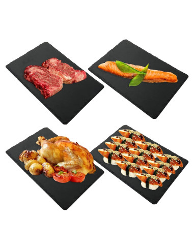 4 Tablas de Queso de Pizarra EATHEATY 30x20 cm Negra