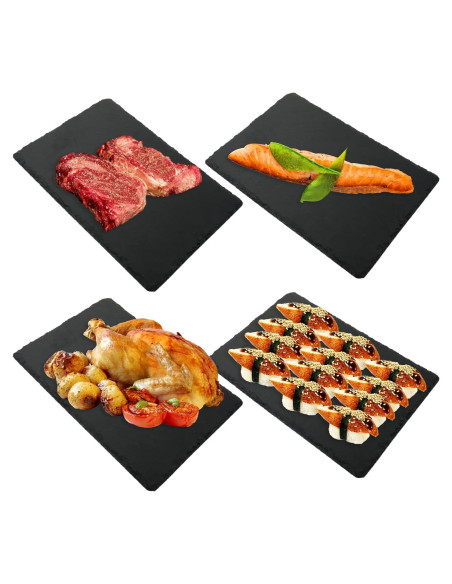 4 Tablas de Queso de Pizarra EATHEATY 30x20 cm Negra