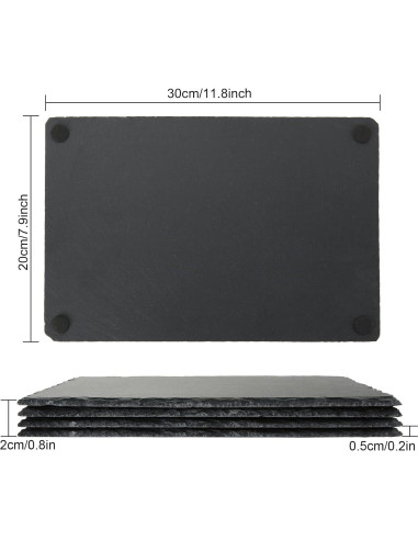 4 Tablas de Queso de Pizarra EATHEATY 30x20 cm Negra