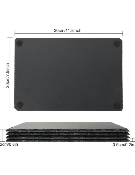 4 Tablas de Queso de Pizarra EATHEATY 30x20 cm Negra