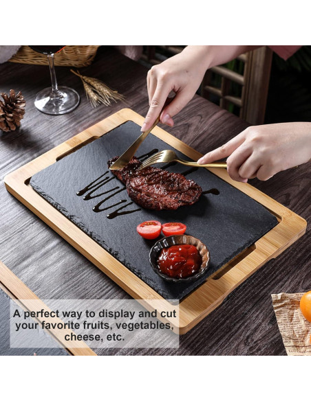 4 Tablas de Queso de Pizarra EATHEATY 30x20 cm Negra