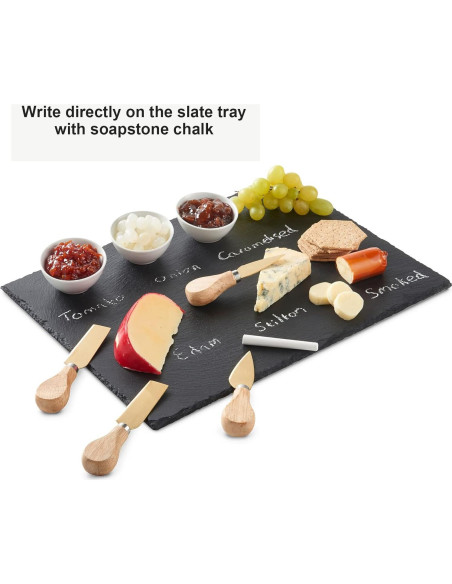 4 Tablas de Queso de Pizarra EATHEATY 30x20 cm Negra
