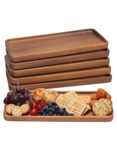 Bandejas de Madera de Acacia HOMKULA 14" x 5.5" Paquete de 6