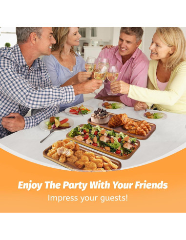 Bandejas de Madera de Acacia HOMKULA 14" x 5.5" Paquete de 6