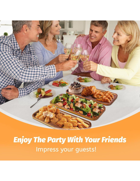 Bandejas de Madera de Acacia HOMKULA 14" x 5.5" Paquete de 6