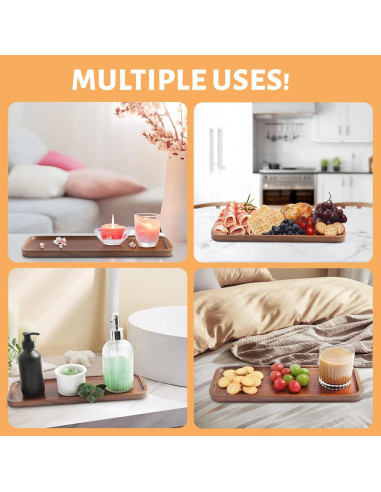 Bandejas de Madera de Acacia HOMKULA 14" x 5.5" Paquete de 6