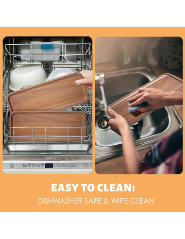 Bandejas de Madera de Acacia HOMKULA 14" x 5.5" Paquete de 6