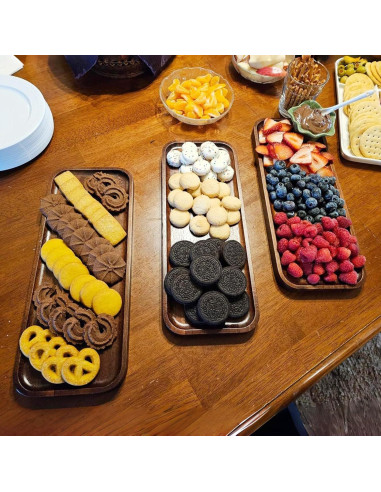 Bandejas de Madera de Acacia HOMKULA 14" x 5.5" Paquete de 6