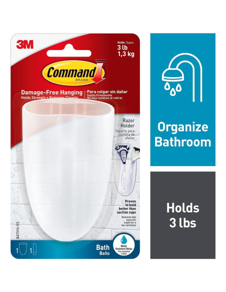 Soporte para Afeitar Command, Transparente Esmerilado, 1 Soporte