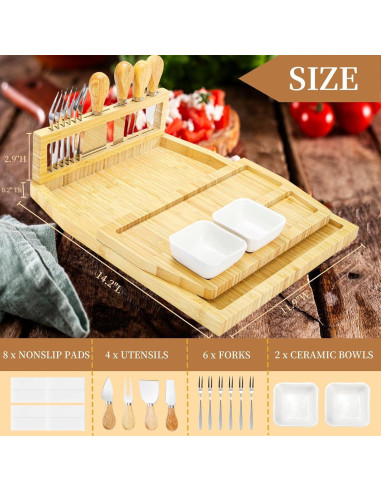 Juego de Tablas de Queso WRINGKIT con Cuchillos y Cuencos