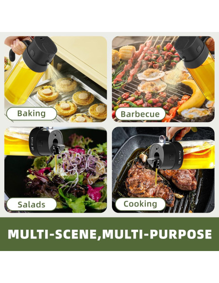 Botella de Spray de Aceite THETCHRY 550 ml Vidrio Negro