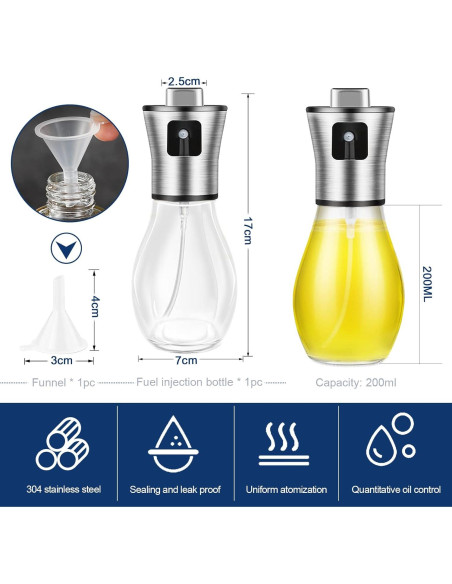 Rociador de Aceite SAINSWIN 200ML Vidrio Ovalado Reutilizable