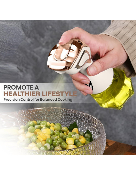 Pulverizador de Aceite Marfs 140ml Vidrio Blanco y Dorado