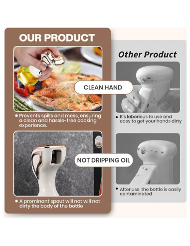 Pulverizador de Aceite Marfs 140ml Vidrio Blanco y Dorado