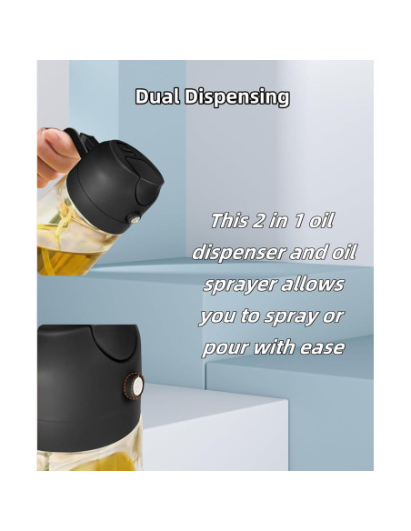 Rociador de Aceite de Oliva 470ml Genérico Negro