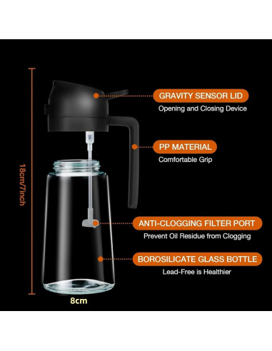 Rociador de Aceite de Oliva 470ml Genérico Negro