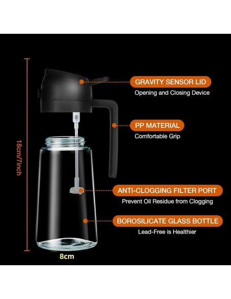 Rociador de Aceite de Oliva 470ml Genérico Negro