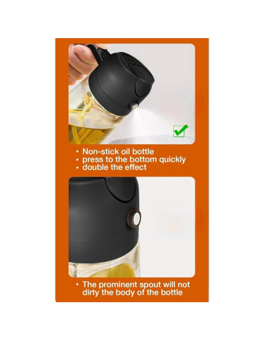 Rociador de Aceite de Oliva 470ml Genérico Negro