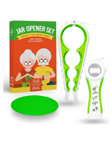 Abrebotellas Multifuncional 5 en 1 Verde Guisante para Artritis