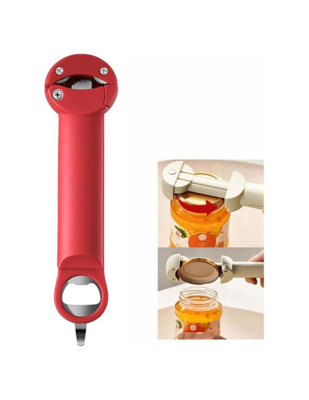 Abrebotellas Multifuncional EBUTY Rojo para Manos Débiles