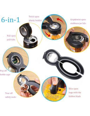 Abrebotellas 6 en 1 XCZBX Acero Inoxidable Gris