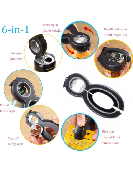 Abrebotellas 6 en 1 XCZBX Acero Inoxidable Gris