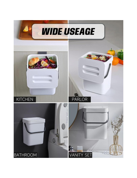 Contenedor de Compostaje MONGTINGLU 5L Blanco Colgante