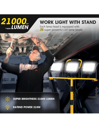 Luz de Trabajo LED 21000 Lúmenes Zetunlo con Trípode IP66