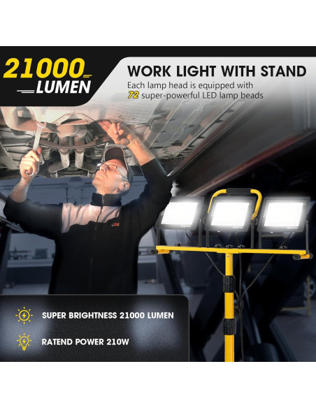 Luz de Trabajo LED 21000 Lúmenes Zetunlo con Trípode IP66