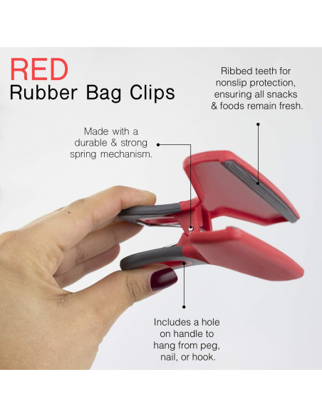 Clips de Alimentos Cook with Color Rojos 4 Piezas 12,7 cm