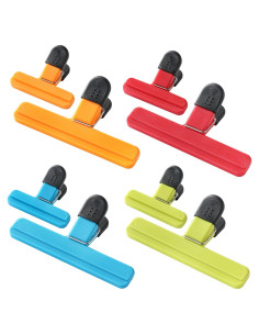 8 Clips para Bolsas de Alimentos HIA - 4 Grandes y 4 Pequeños