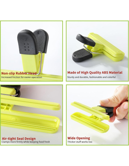 8 Clips para Bolsas de Alimentos HIA - 4 Grandes y 4 Pequeños