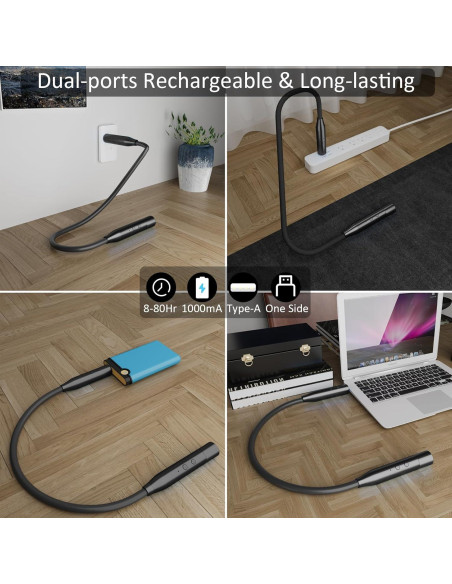 Luz de Cuello LED Recargable Fansitc KL02, 3 Colores, 80h