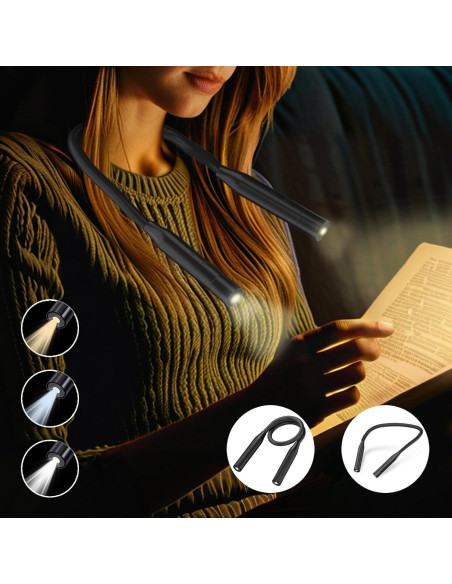 Luz de Cuello LED Recargable Fansitc KL02, 3 Colores, 80h