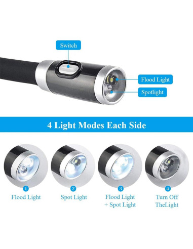 Lámpara de Lectura Flexible VJK para Cuello 4 LED Ajustable