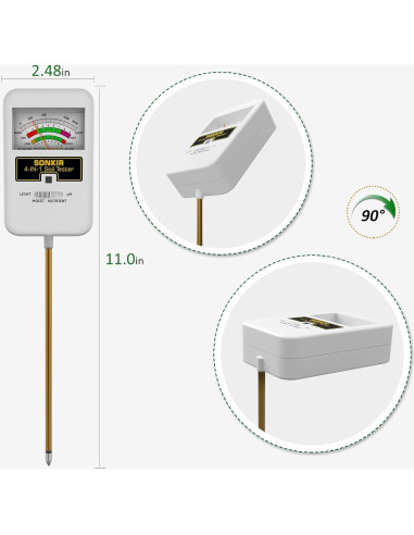 Medidor de Humedad y pH del Suelo Sonkir T01 4 en 1