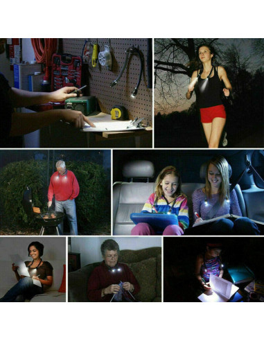 Lámpara de Lectura Flexible VJK para Cuello 4 LED Ajustable
