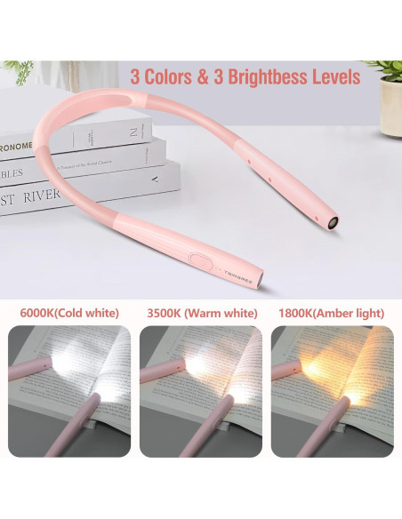 Luz de Lectura LED para Cuello Recargable 3 Colores 3 Brillos