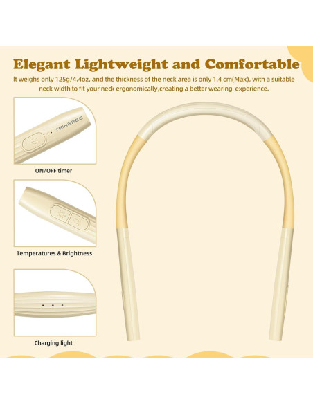 Luz de lectura para el cuello recargable USB 3 colores 3 brillos